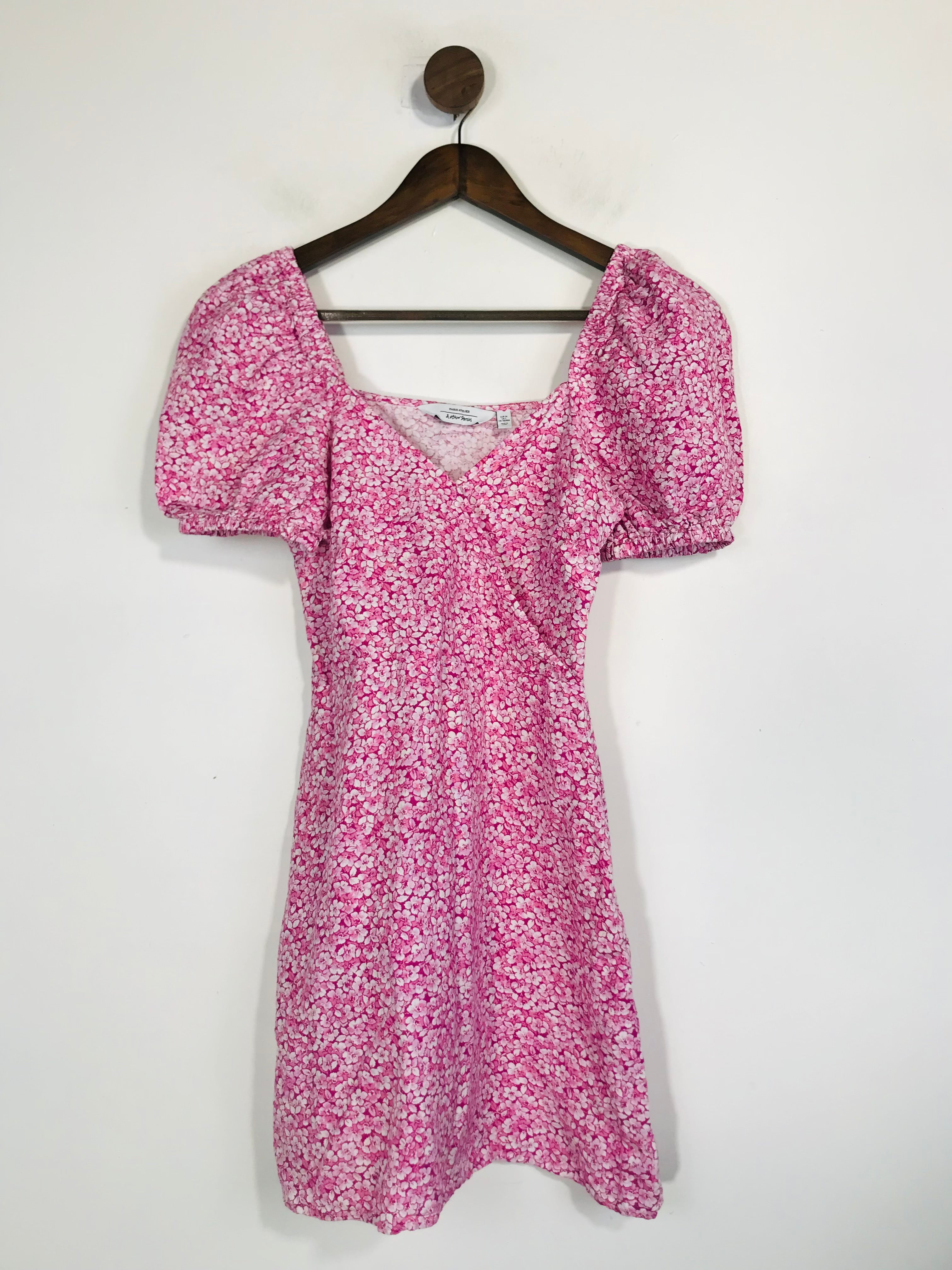 and other stories pink floral dress Flounced Mini Dress - Beige/Pink Floral