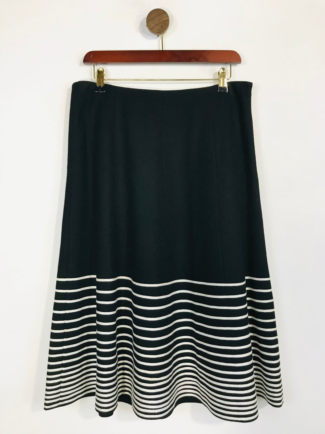 Coast Women's Wool Striped A-Line Skirt | UK12 | Black