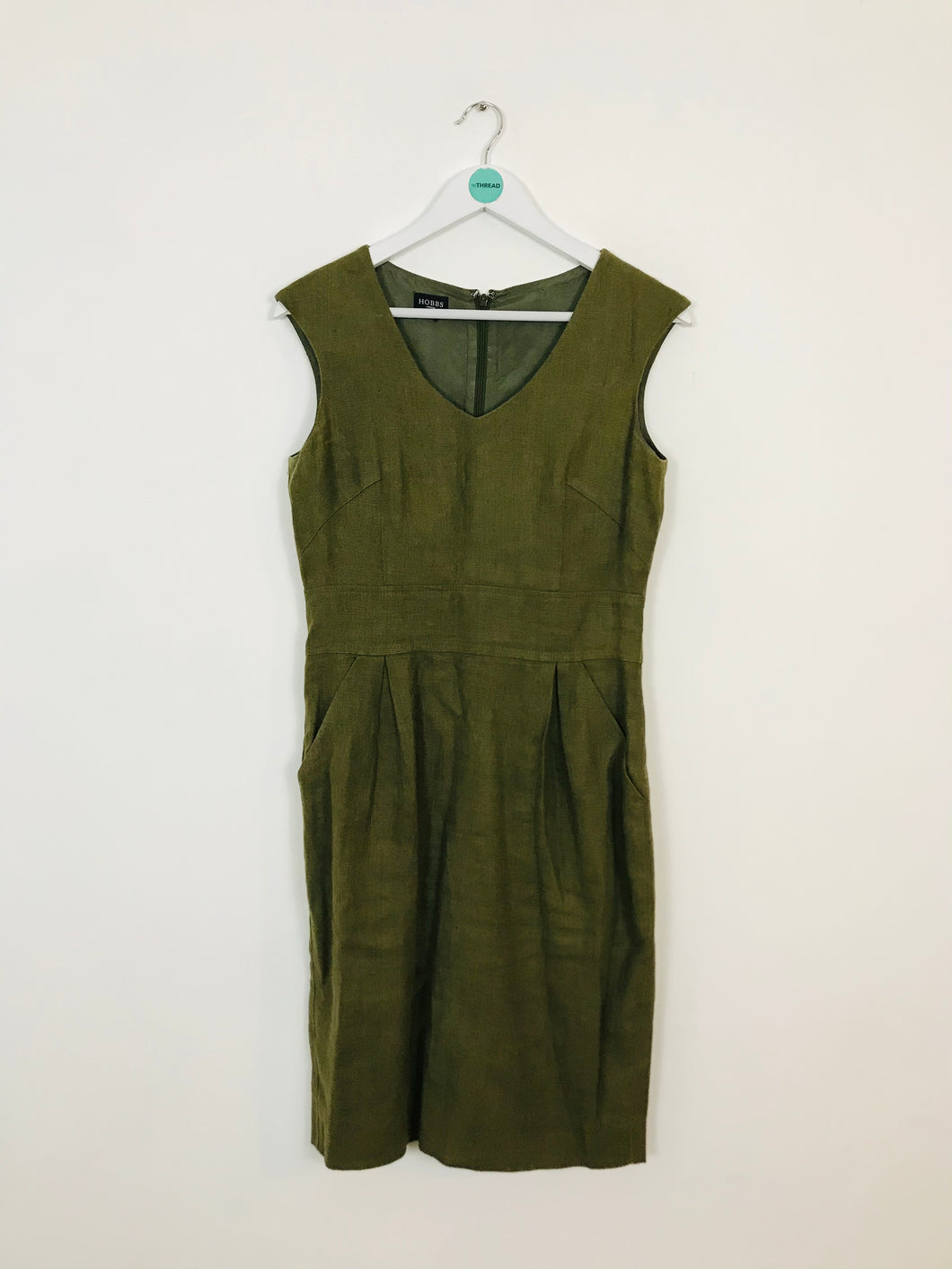 Hobbs Women’s Linen Pinafore Midi Dress | UK10 | Green