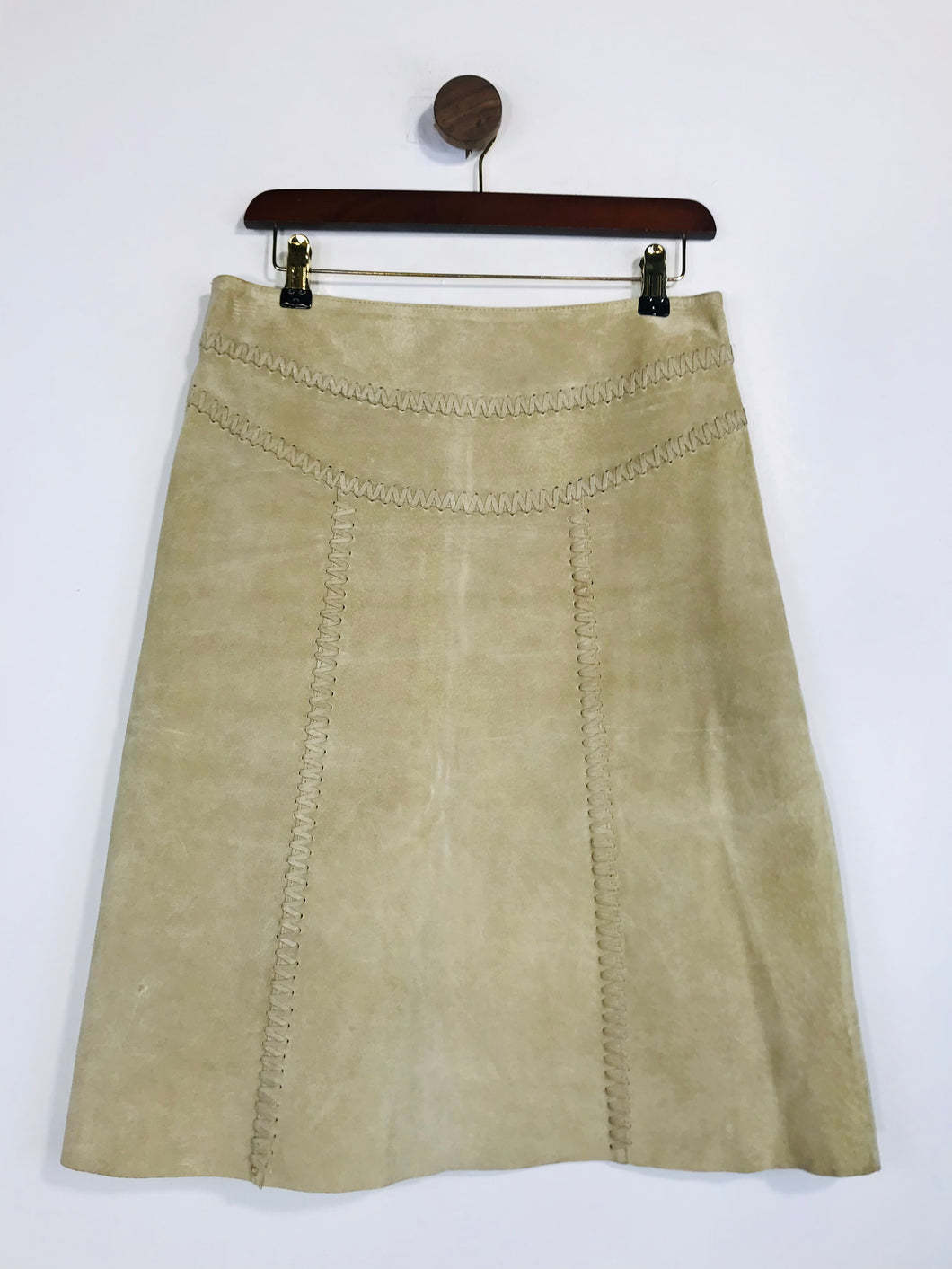 Morgan De Toi Women's Leather Suede A-Line Skirt | EU38 UK10 | Beige