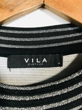 Load image into Gallery viewer, Vila Women&#39;s Striped Metallic Shift Dress | M UK10-12 | Black
