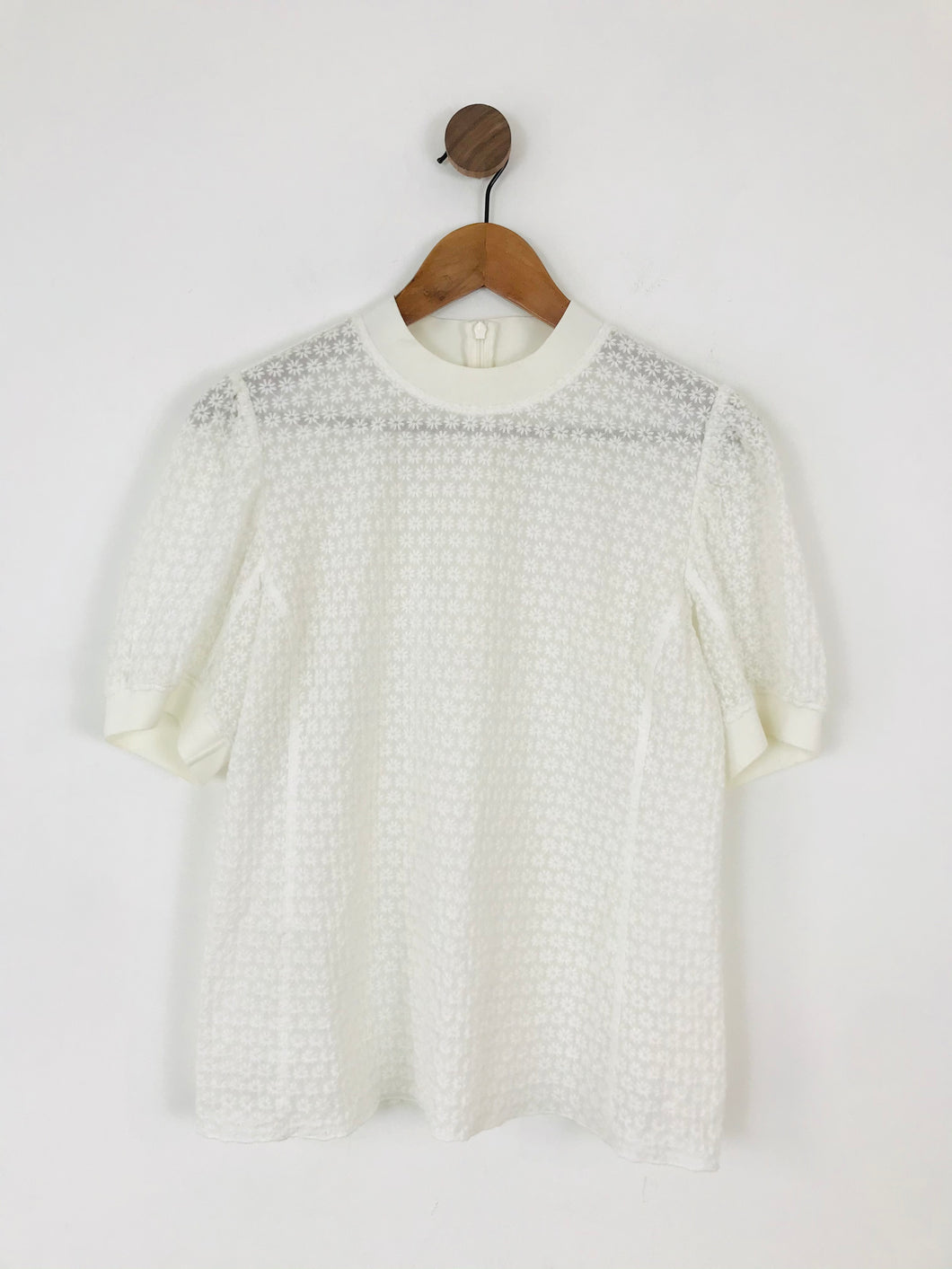Arket Women’s Floral Sheer Tshirt | UK14 | White