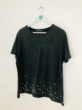 Load image into Gallery viewer, Zara Women’s Oversized Pearl Embellished Tshirt | UK14 | Grey

