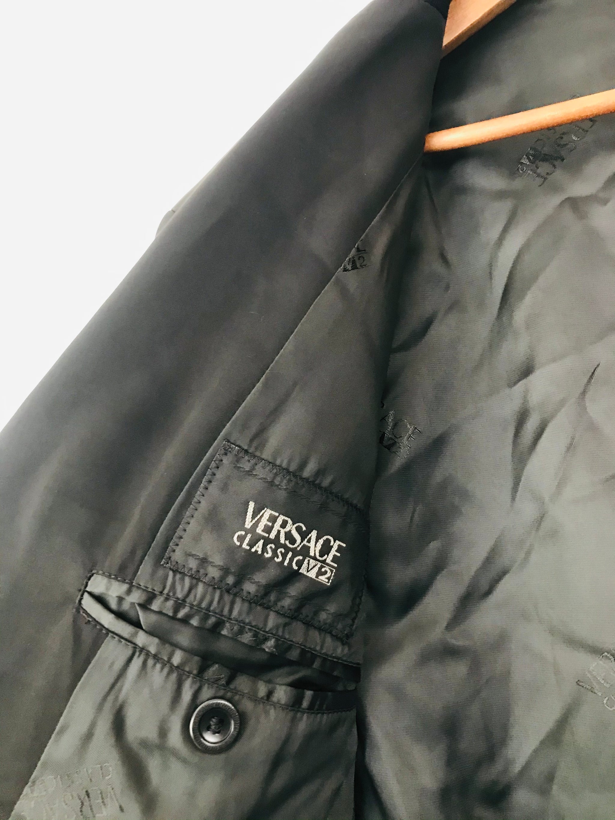 VERSACE CLASSIC V2 ブラックレザージャケット Versace Classic V2 Men's Blazer Suit Jacket | 50 | Black – ReThread