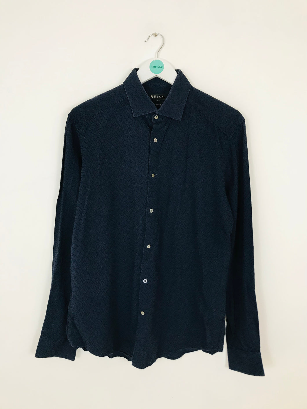 Reiss Men’s Slim Fit Textured Shirt | L | Blue