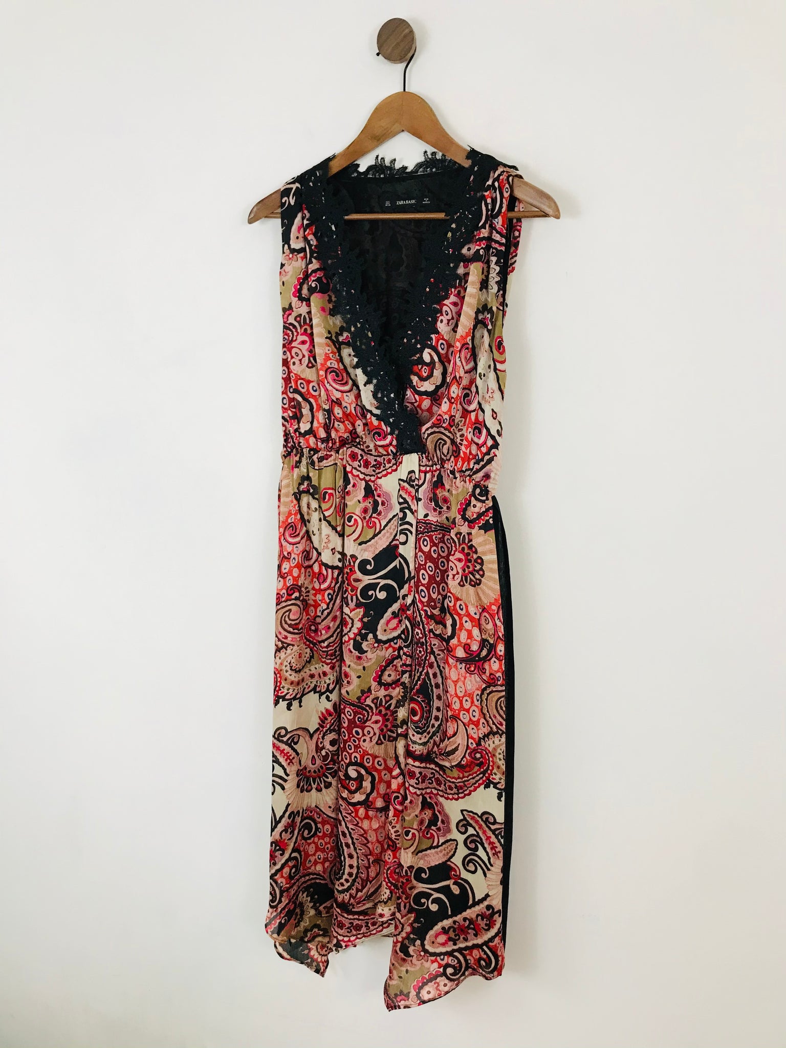 Zara Women's Paisley Sleeveless Gathered Maxi Dress | UK14 L | Red ReThread Zara Women's Paisley Sleeveless Gathered Maxi Dress | UK14 L | Red ReThread