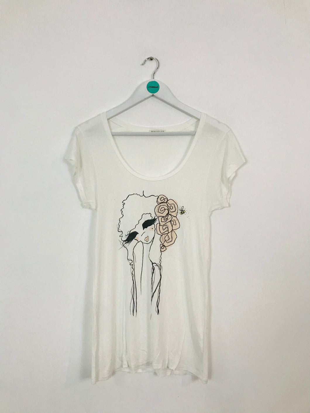 Whistles Women’s Graphic Scoop Neck T-Shirt | UK10 | White