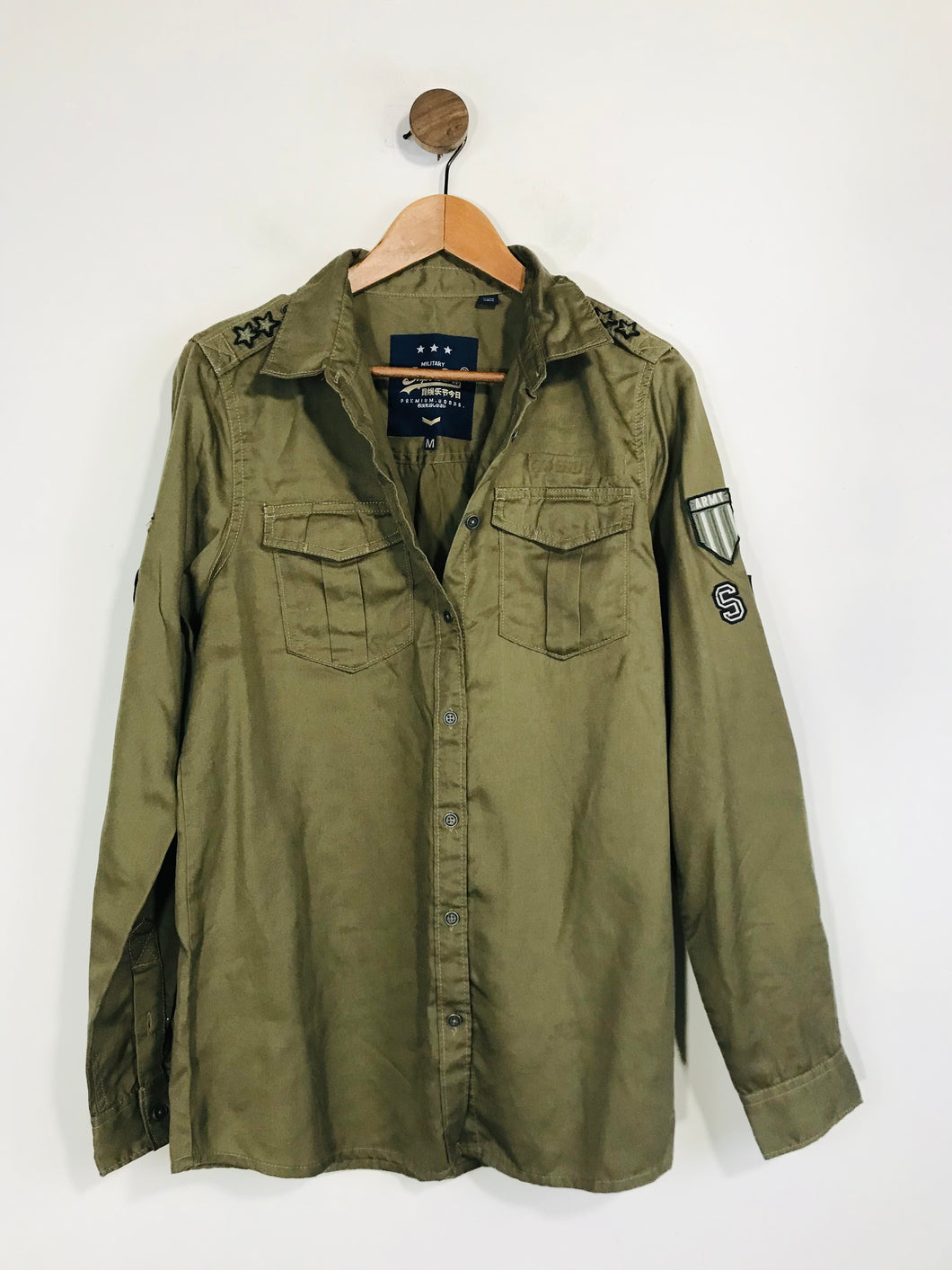 Superdry Women's Embroidered Military Button-Up Shirt | M UK10-12 | Green