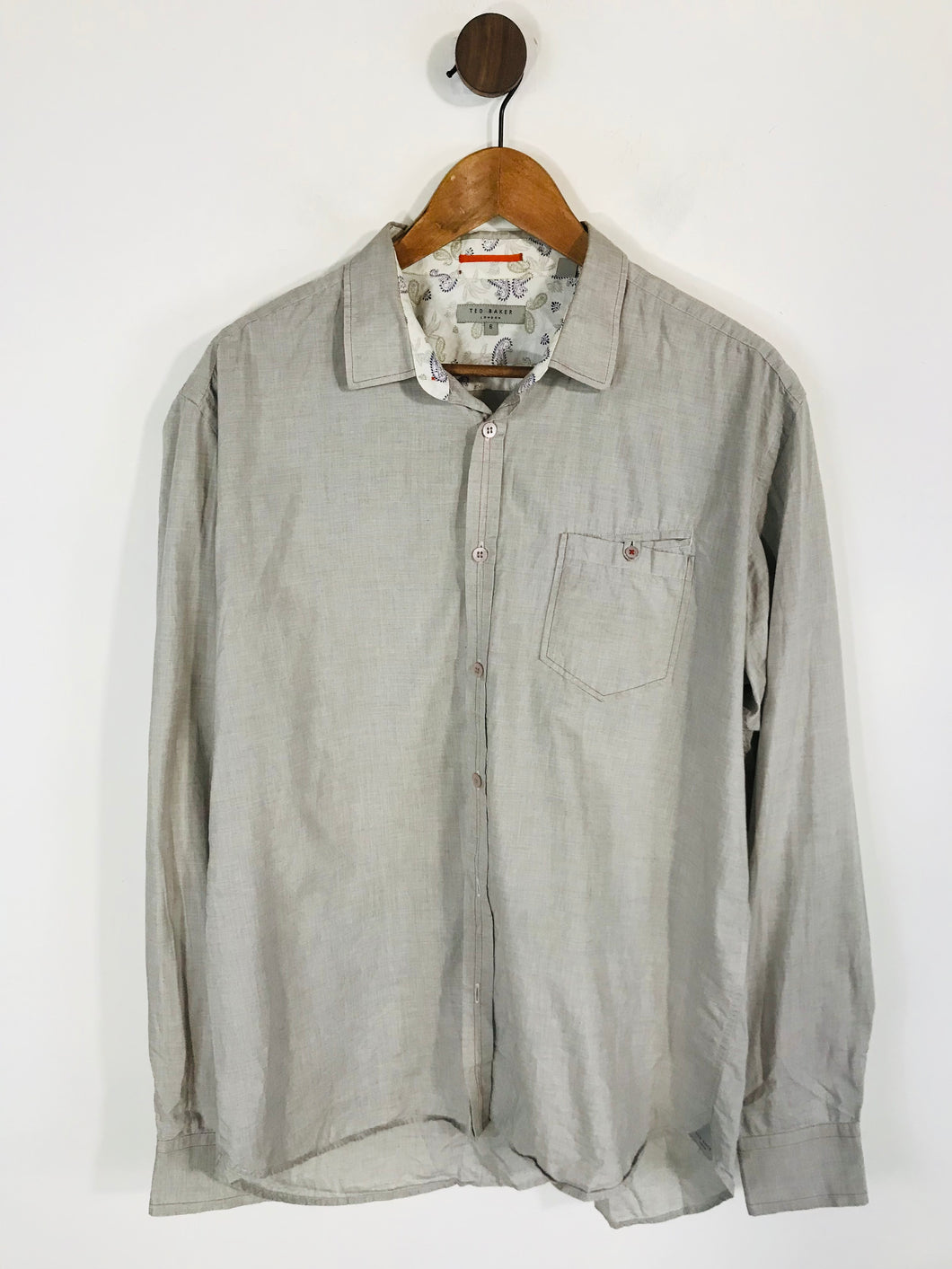 Ted Baker Men's Cotton Button-Up Shirt | XXL | Beige
