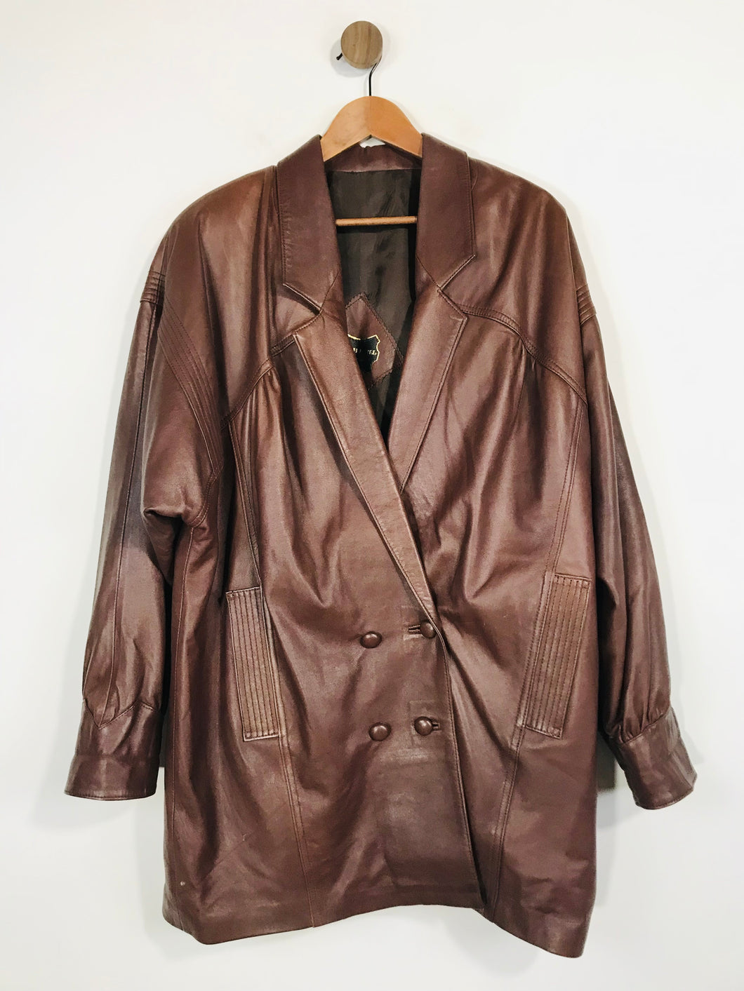 Piel Women's Leather Vintage Peacoat Coat | L UK14 | Brown