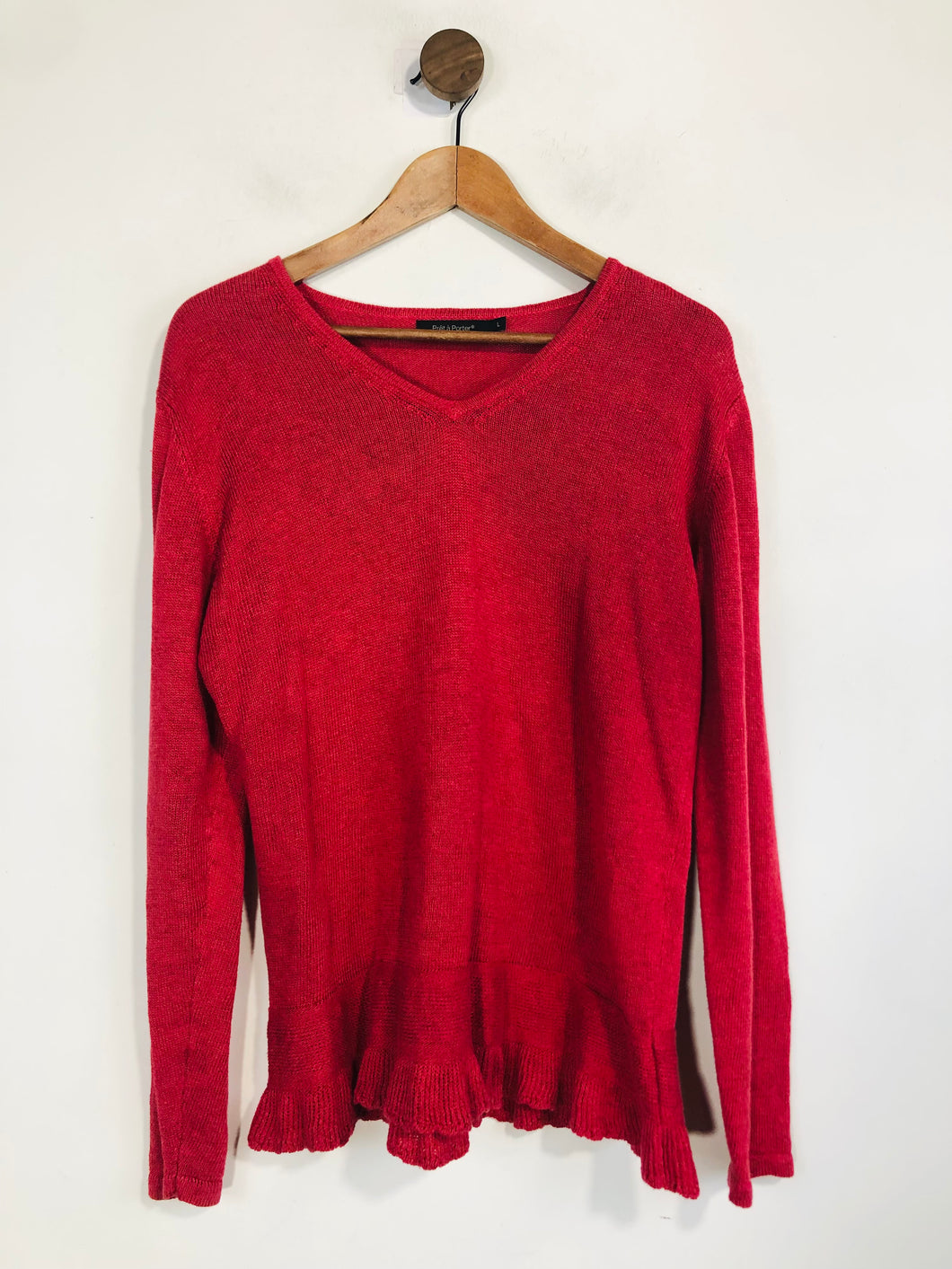 Pret a Porter Women's Cotton Linen Jumper | L UK14 | Red