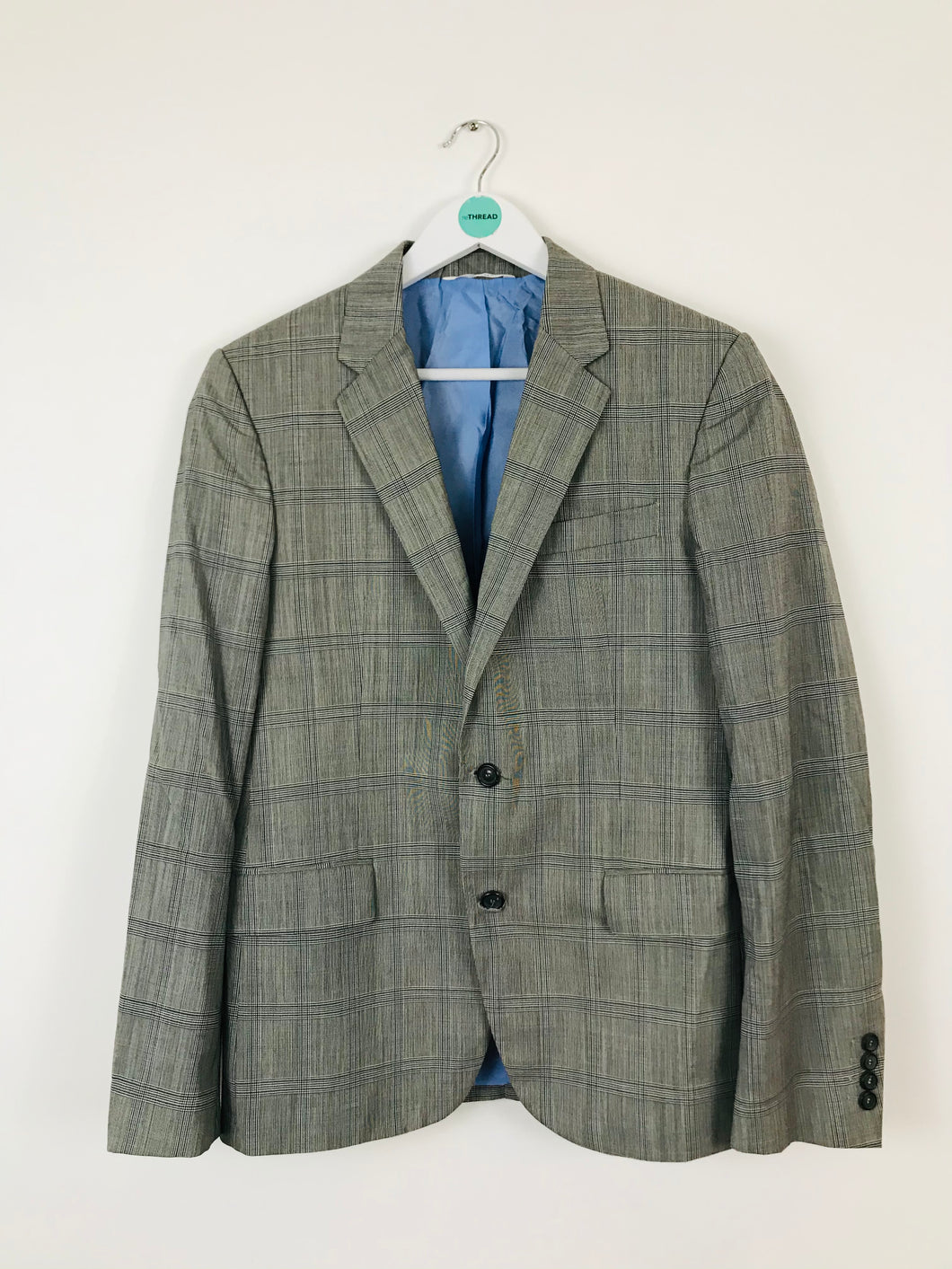 Zara Man Men’s Wool Check Suit Jacket Blazer | EU50 UK40 L | Grey