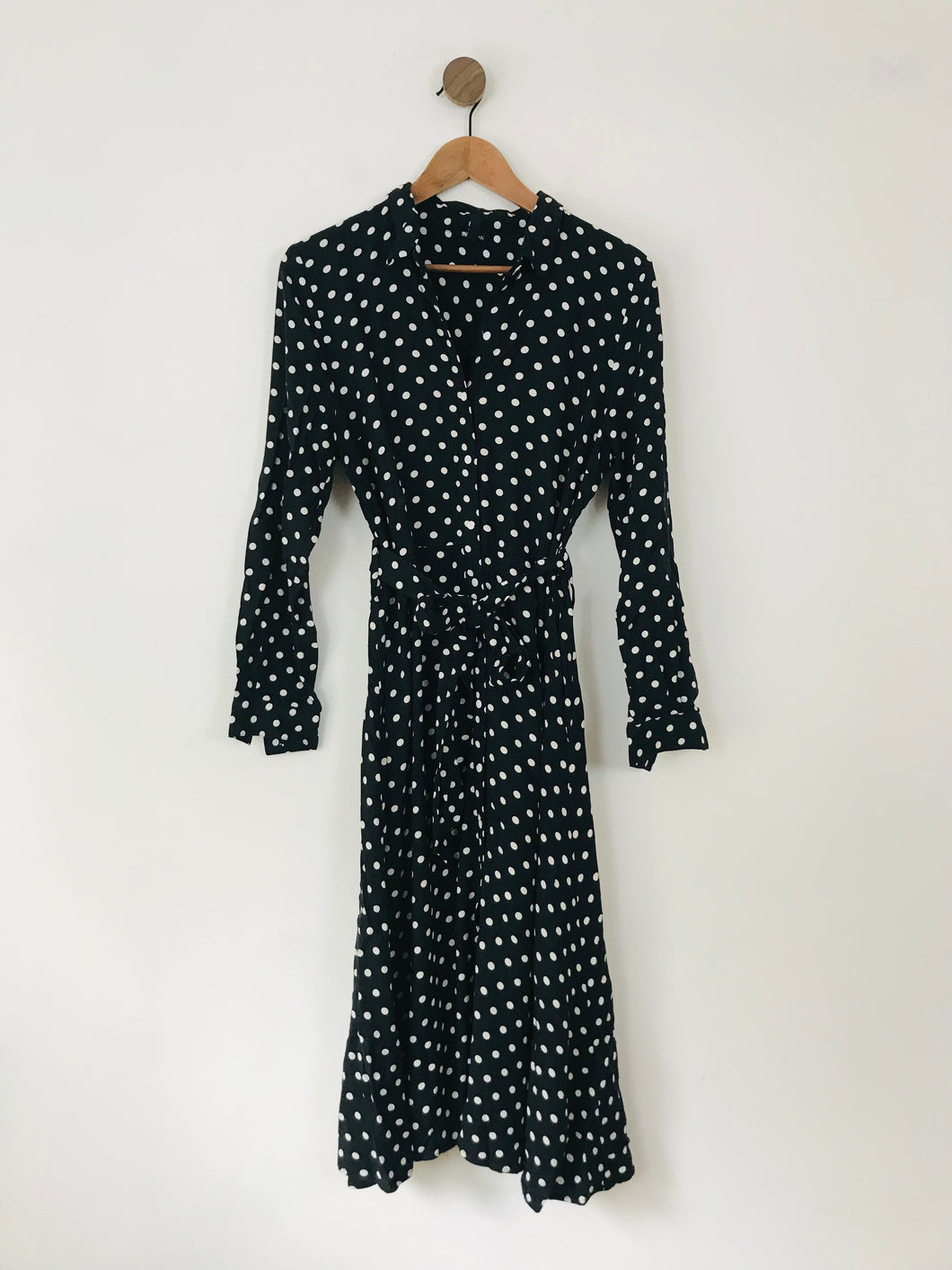 Baukjen Women's Long Sleeve Polka Dot Midi Dress | UK14 | Blue
