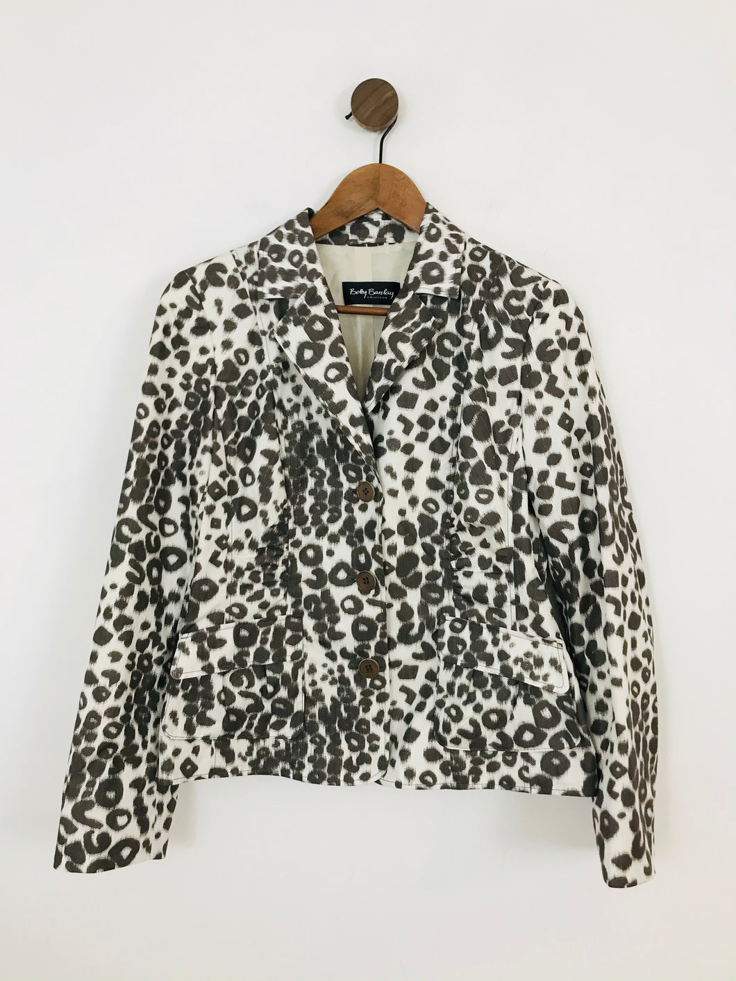 Betty Barclay Women's Leopard Print Blazer Jacket | UK8 | Brown