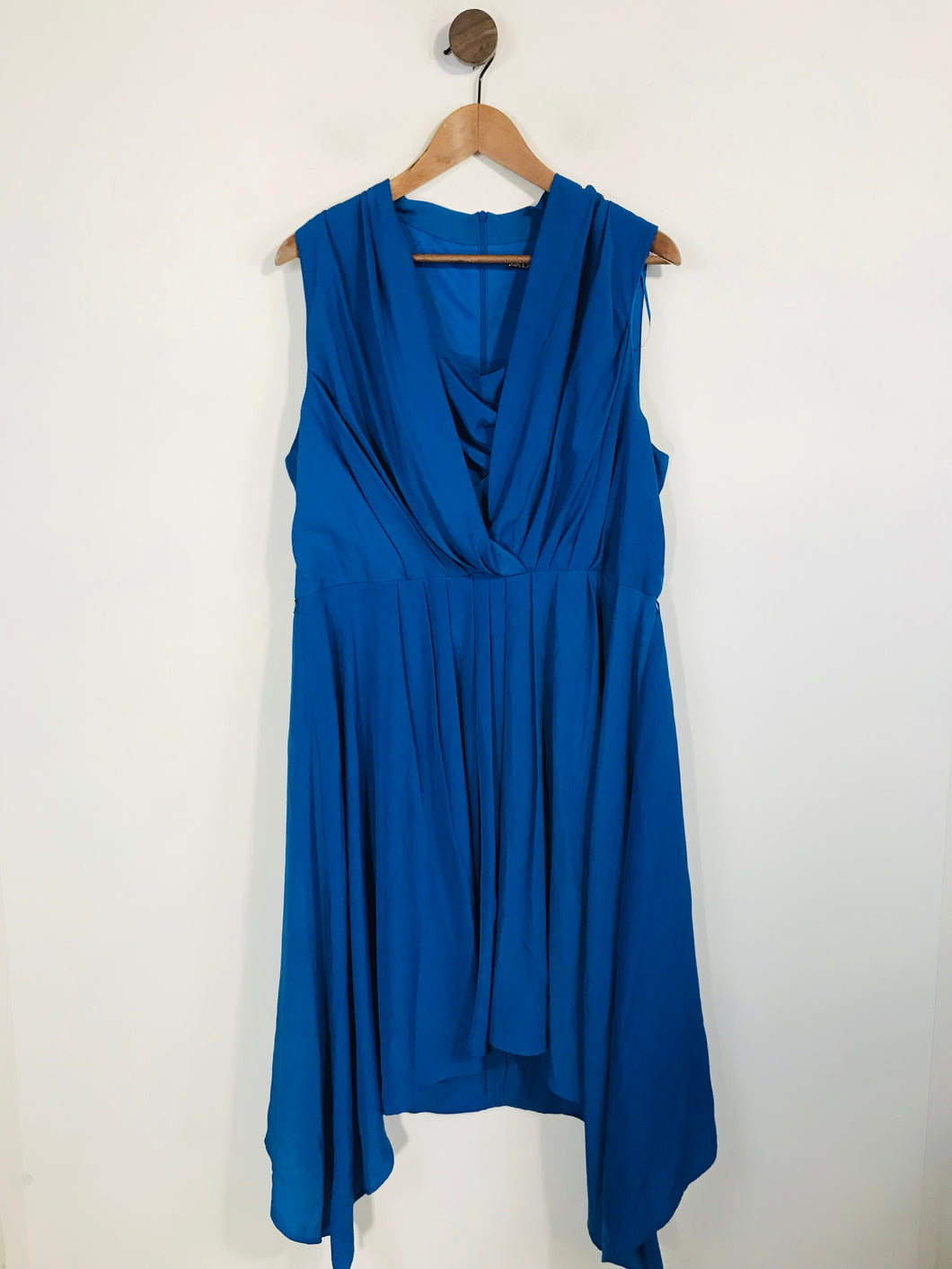 Biba Women's Cowl Neck Pleated A-Line Dress NWT | UK18 | Blue