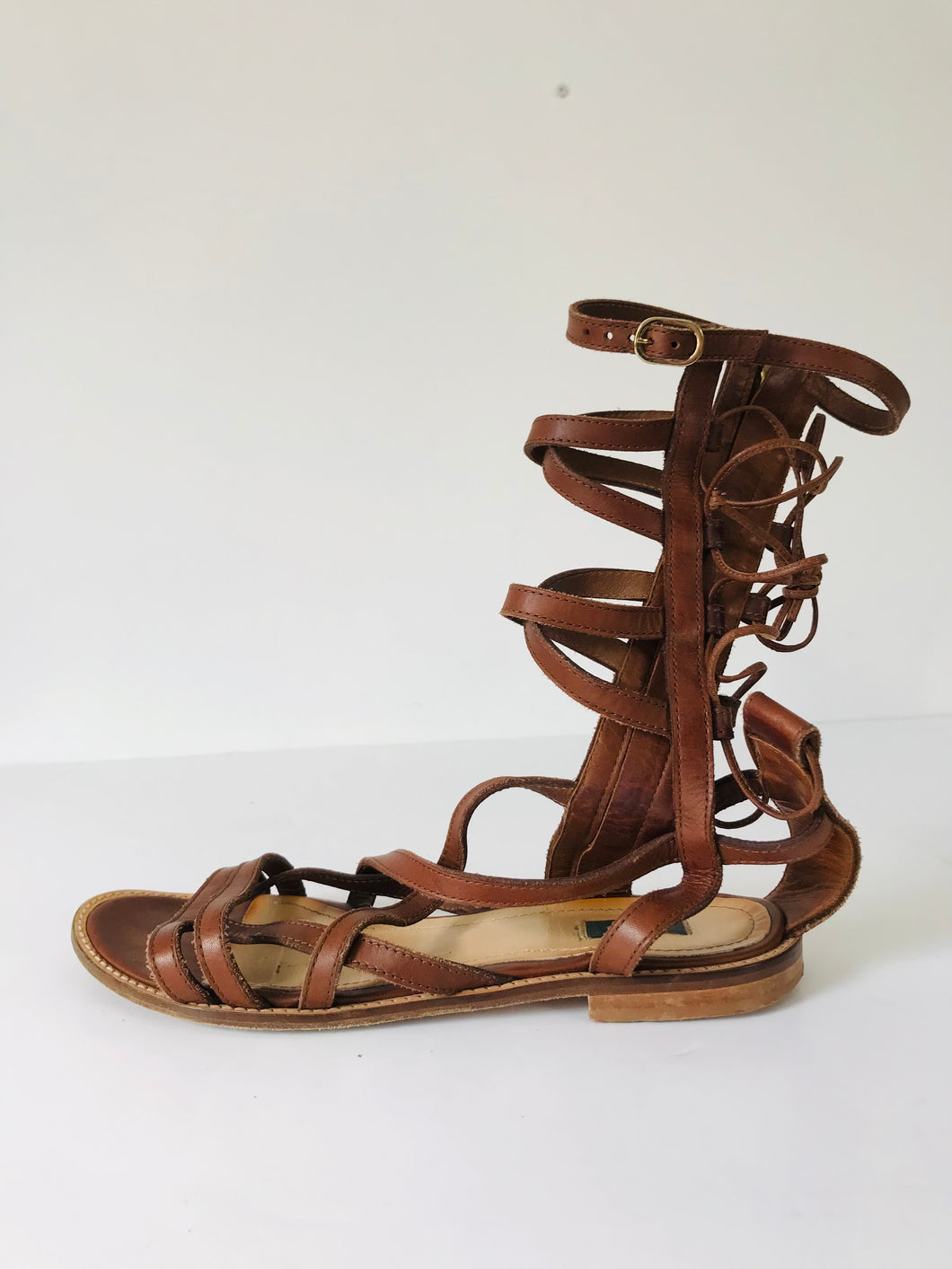 Pinko Women's Leather Gladiator Sandals | 39 UK6 | Brown