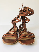 Load image into Gallery viewer, Pinko Women&#39;s Leather Gladiator Sandals | 39 UK6 | Brown
