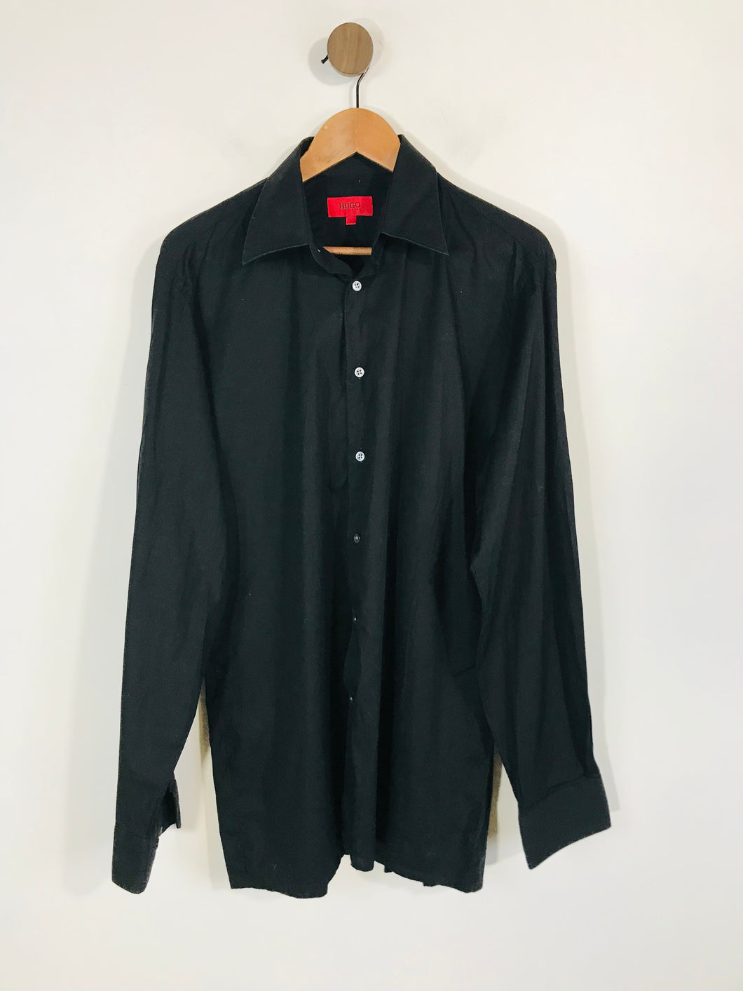 Hugo Boss Men's Cotton Long Sleeve Button-Up Shirt | L | Black