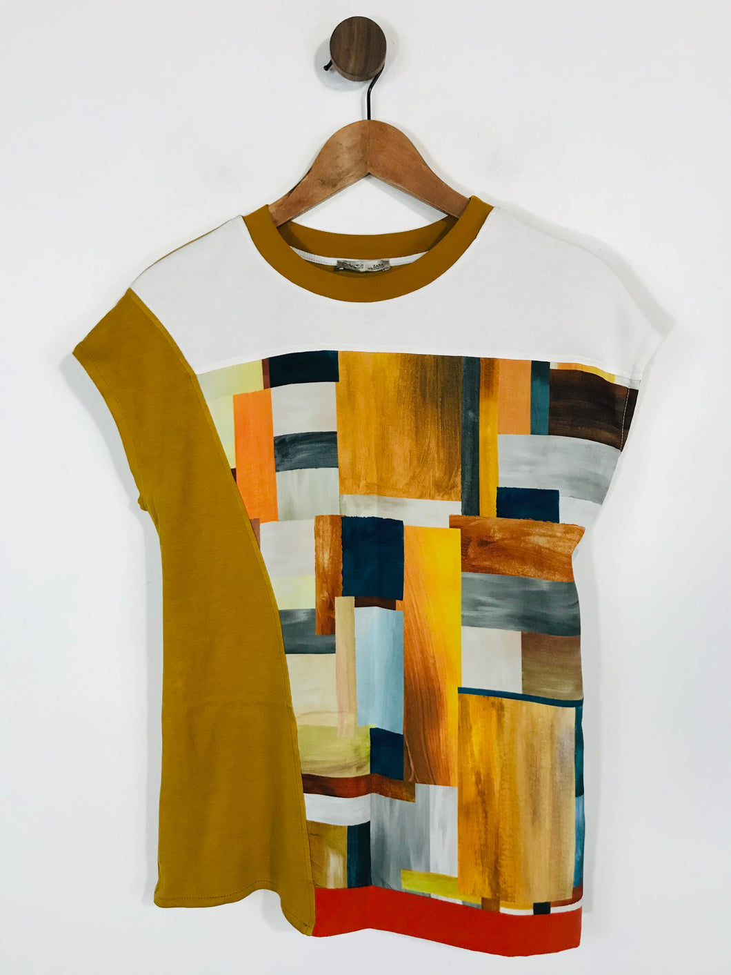 Zara Women's Colour Block T-Shirt | S UK8 | Yellow