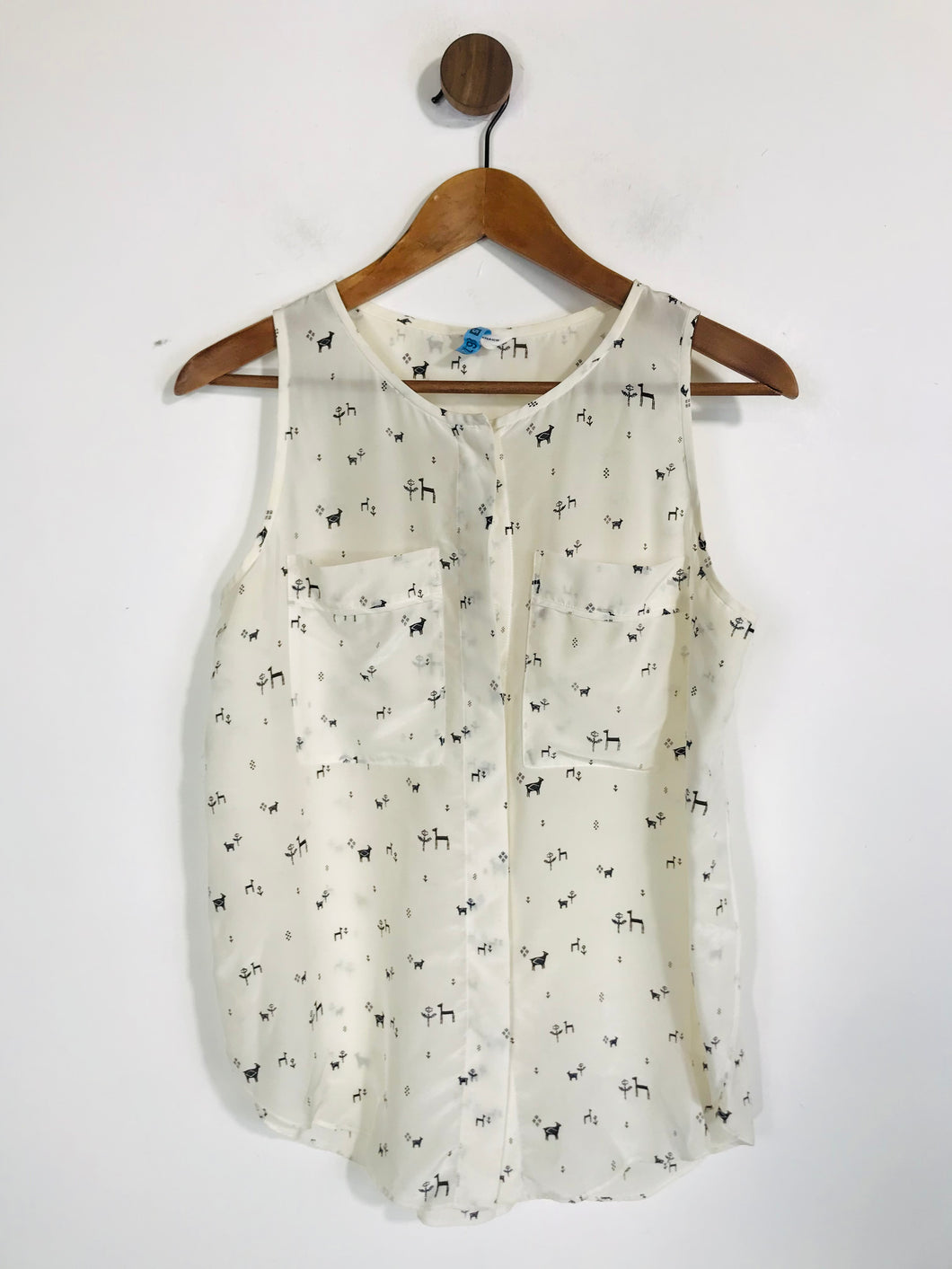 Club Monaco Women's Animal Print Button-Up Shirt | XS UK6-8 | Beige