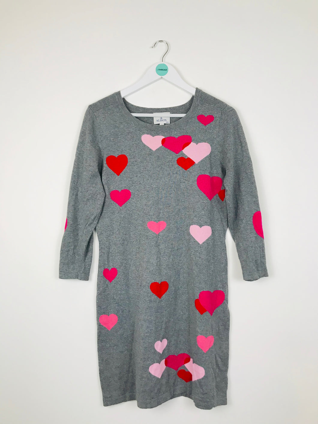 Antoni & Alison Womens Long Sleeve Knit Dress | XL UK16 | Grey Hearts