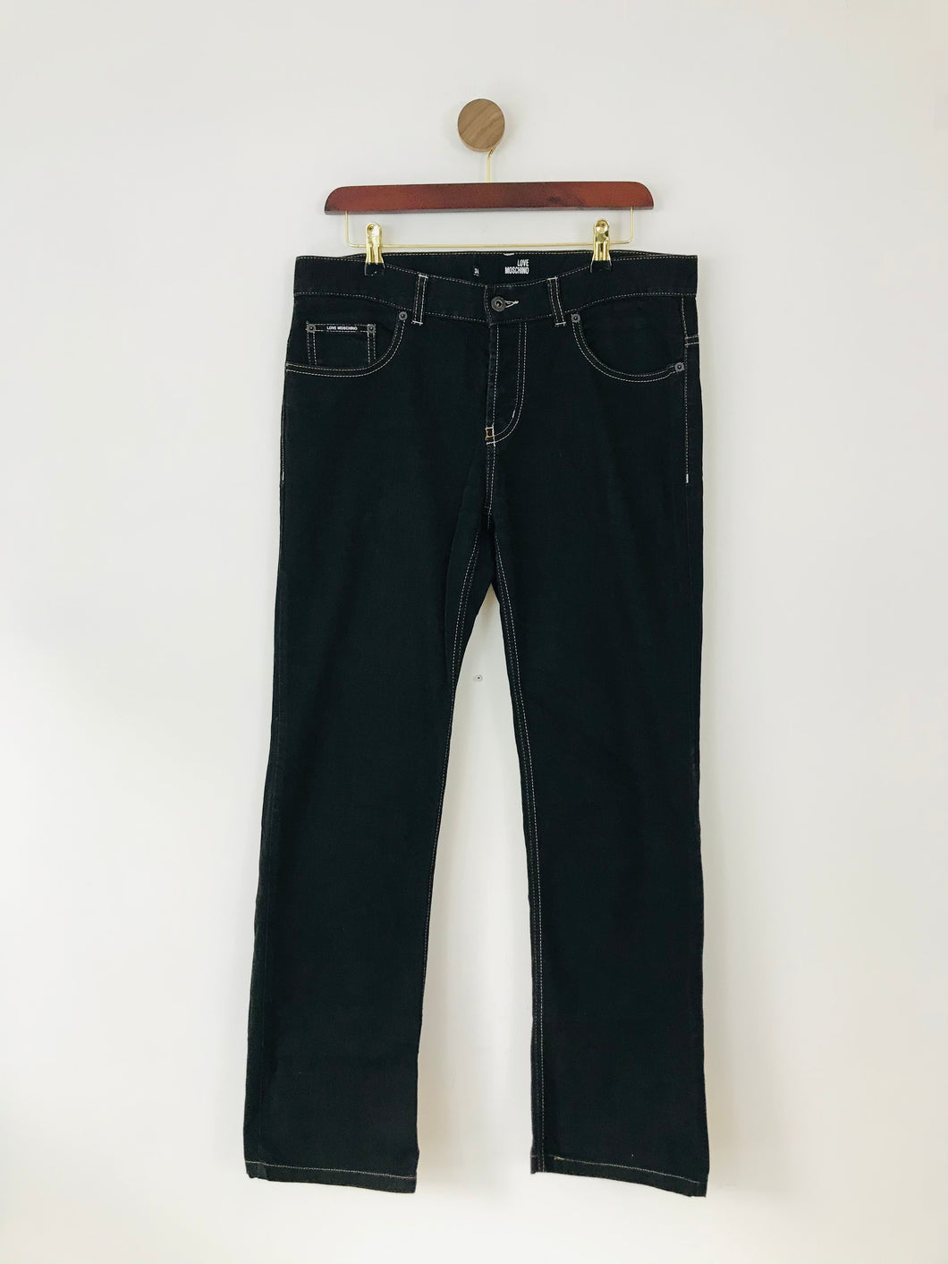 Love Moschino Mens Straight Leg Jeans | 34 W34 L30 | Black