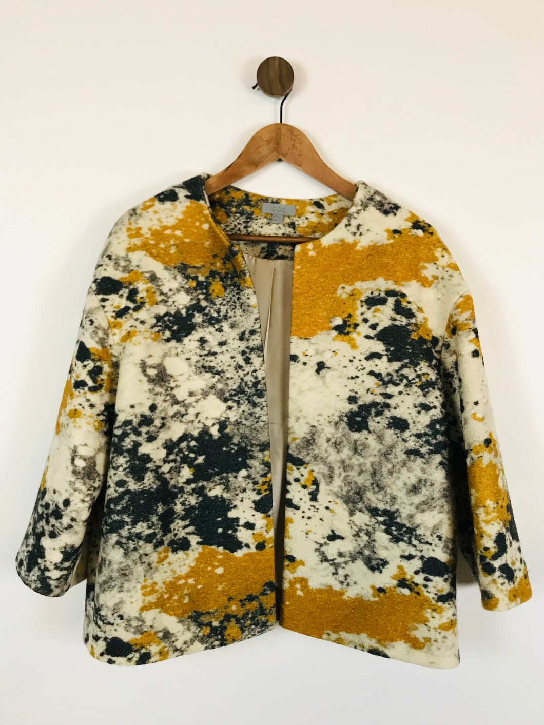 COS Women's Wool Splatter Print Cropped Blazer Jacket | EU40 UK12 | Multicolour