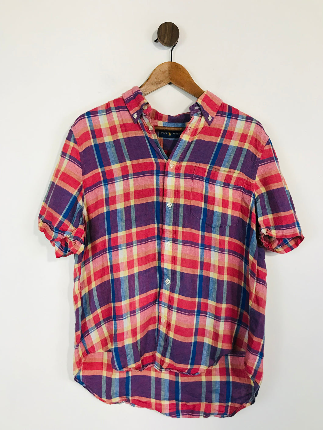 Ralph Lauren Women's Check Linen Button-Up Shirt | L UK14 | Multicolour
