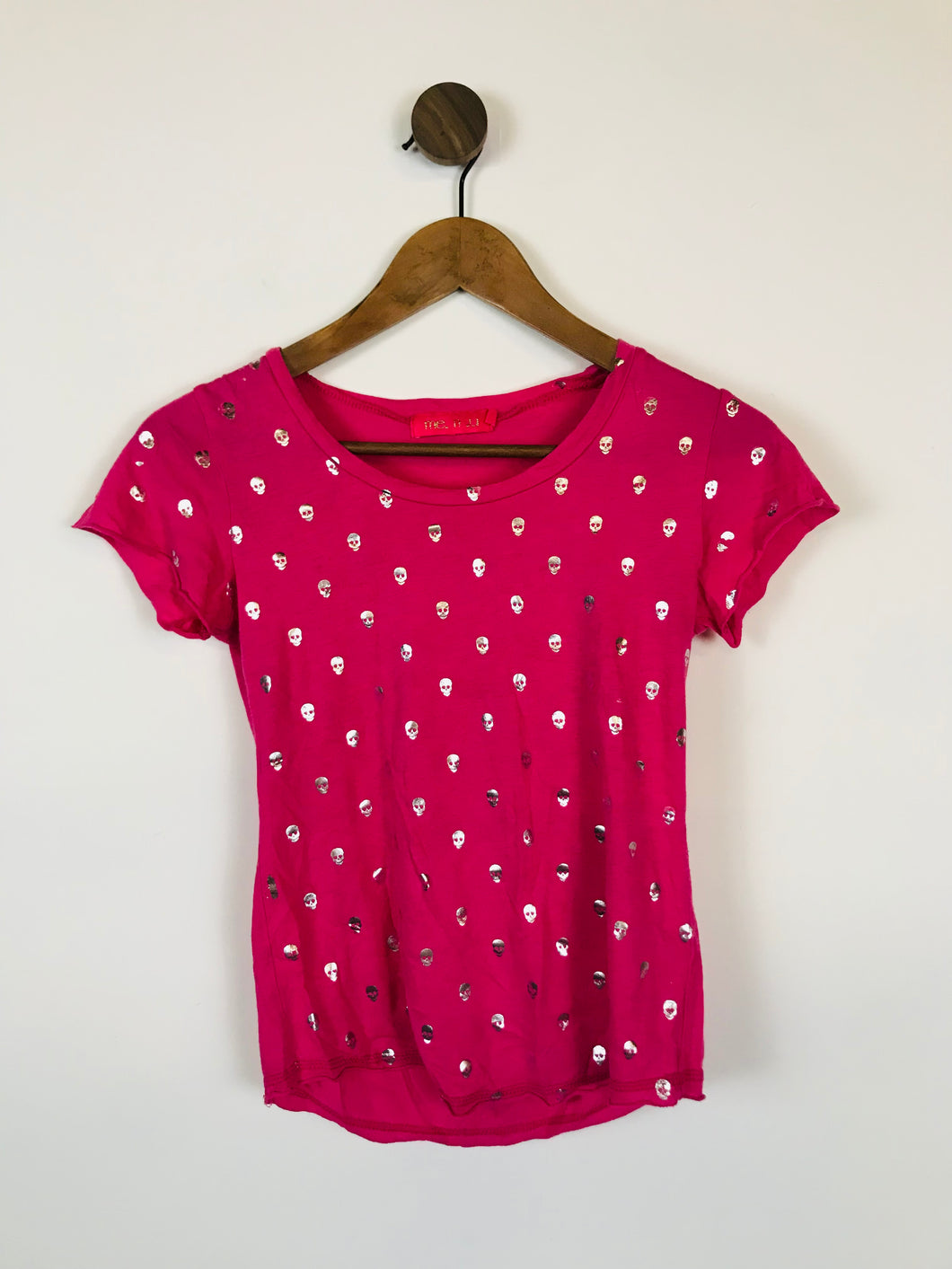 Me.N.U Women's Skull Print T-Shirt  | XS UK6-8 | Pink