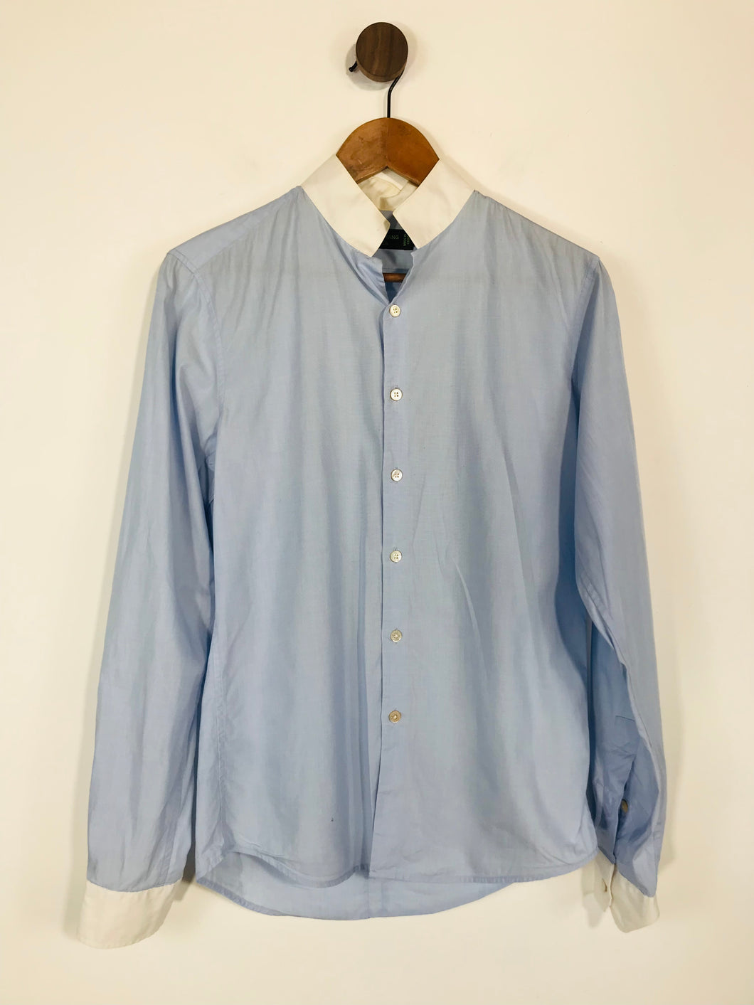 Shanghai Tang Men's Cotton Button-Up Shirt | S  | Blue