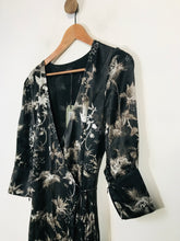 Load image into Gallery viewer, All Saints Women&#39;s Silk Floral Wrap Dress NWT | M UK10-12 | Black
