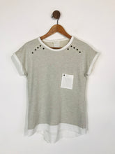 Load image into Gallery viewer, Zara Women&#39;s Pockets Embellished T-Shirt | M UK10-12 | Grey

