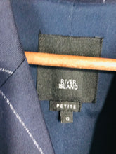Load image into Gallery viewer, River Island Women&#39;s Pinstripe Blazer Jacket | 12 Petite | Blue
