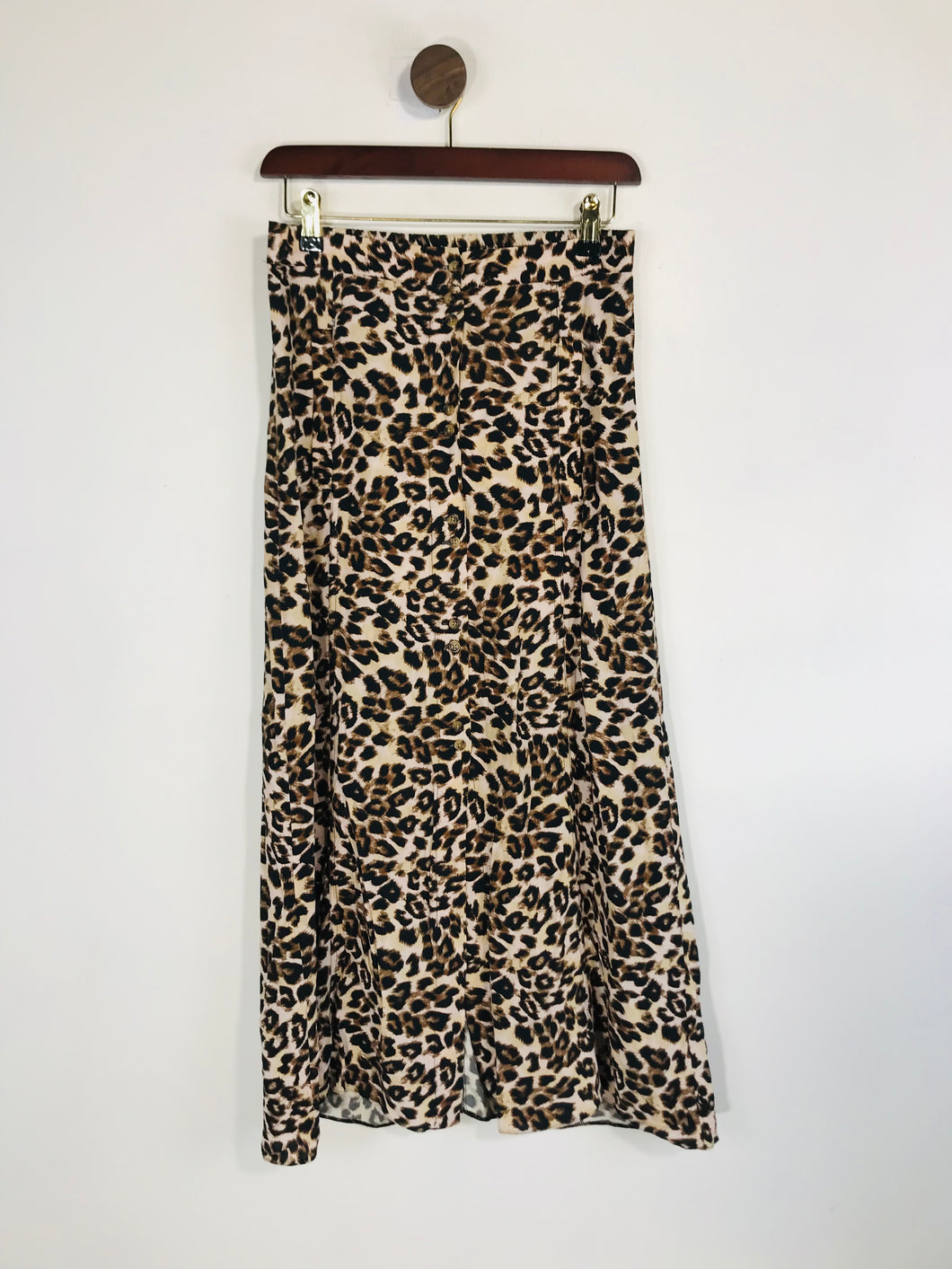 Urban Outfitters Women's Leopard Print Midi Skirt | S UK8 | Brown