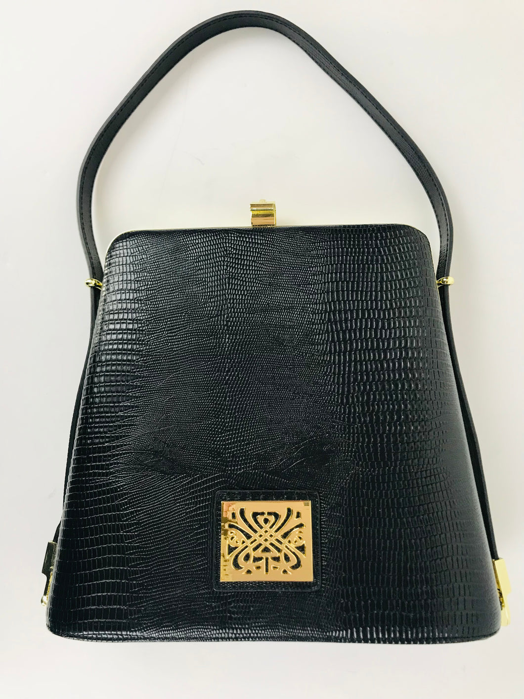 Biba Women's Faux Leather Croc Shoulder Bag | Medium | Black
