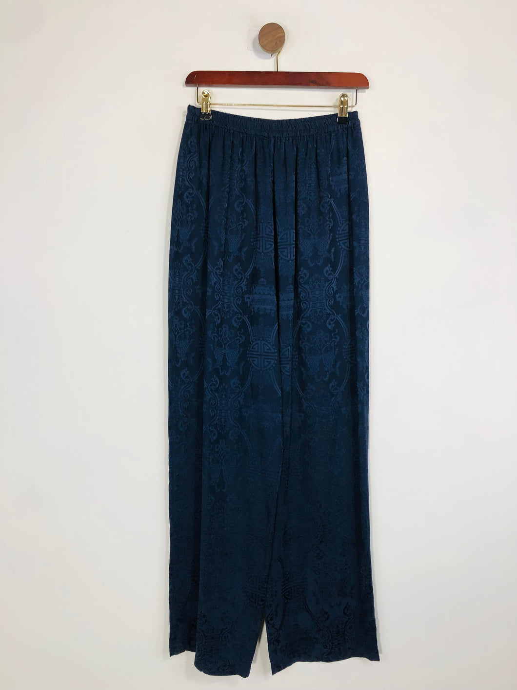 Monsoon Women's Silk High Waist Casual Trousers | M UK10-12 | Blue