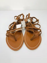 Load image into Gallery viewer, Zara Women&#39;s Tie Up Leather Sandals NWT | EU39 UK6 | Brown
