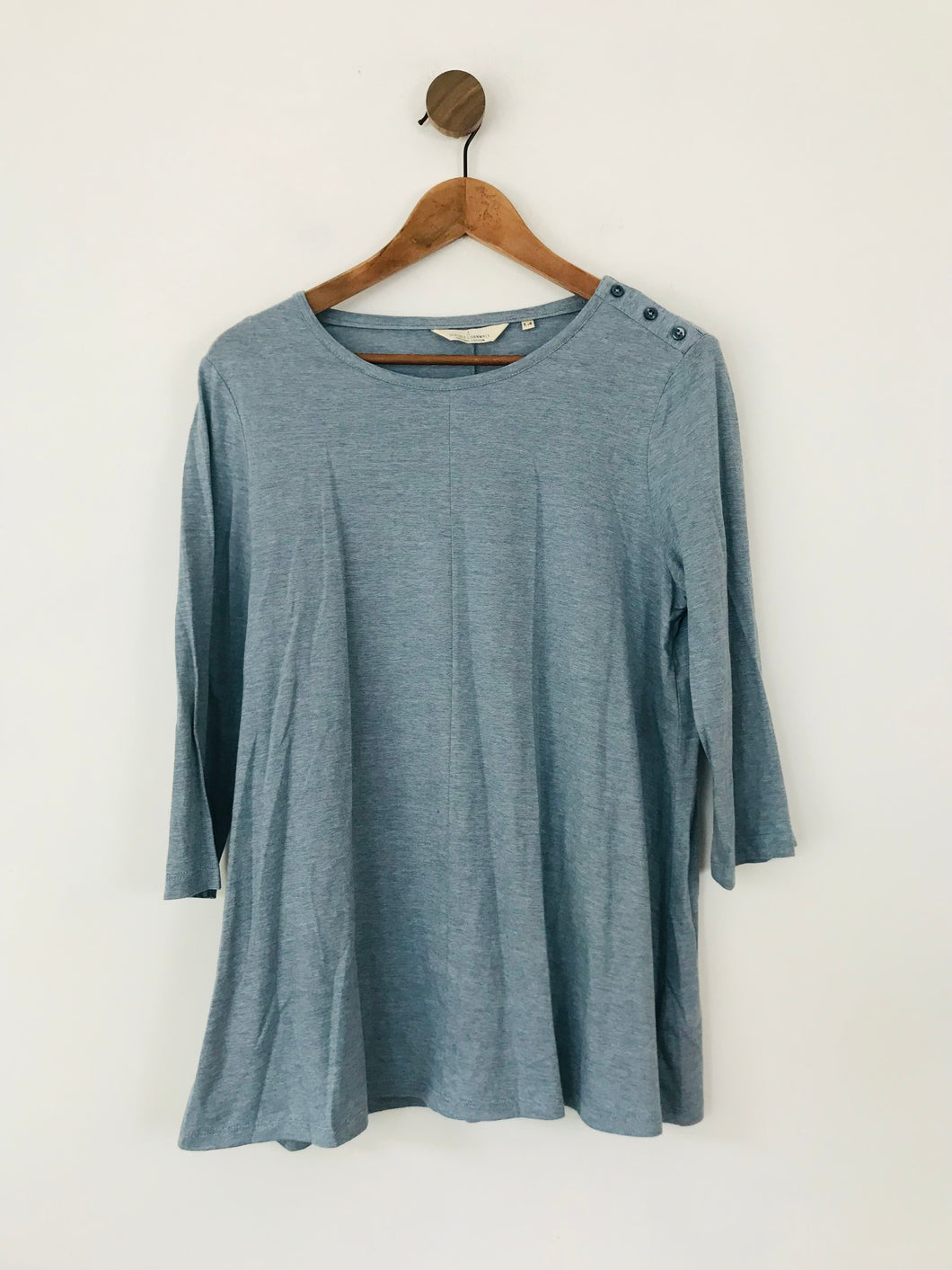 Seasalt Women's Long Sleeve Stripy Organic Cotton T-Shirt  | UK14 | Blue