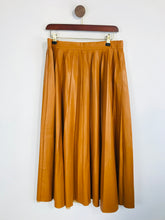 Load image into Gallery viewer, Zara Women&#39;s Faux Leather Pleated A-Line Skirt | L UK14 | Orange
