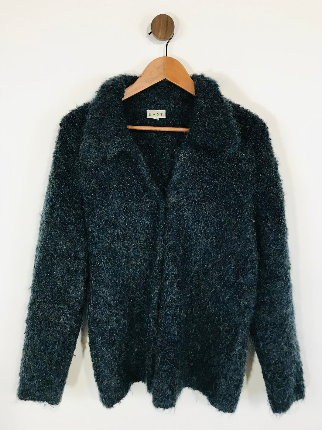 East Women's Wool Chunky Knit Cardigan | M UK10-12 | Blue