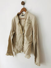 Load image into Gallery viewer, Amphora Women&#39;s Linen Frill Tie Cardigan Blouse | UK14 | Beige
