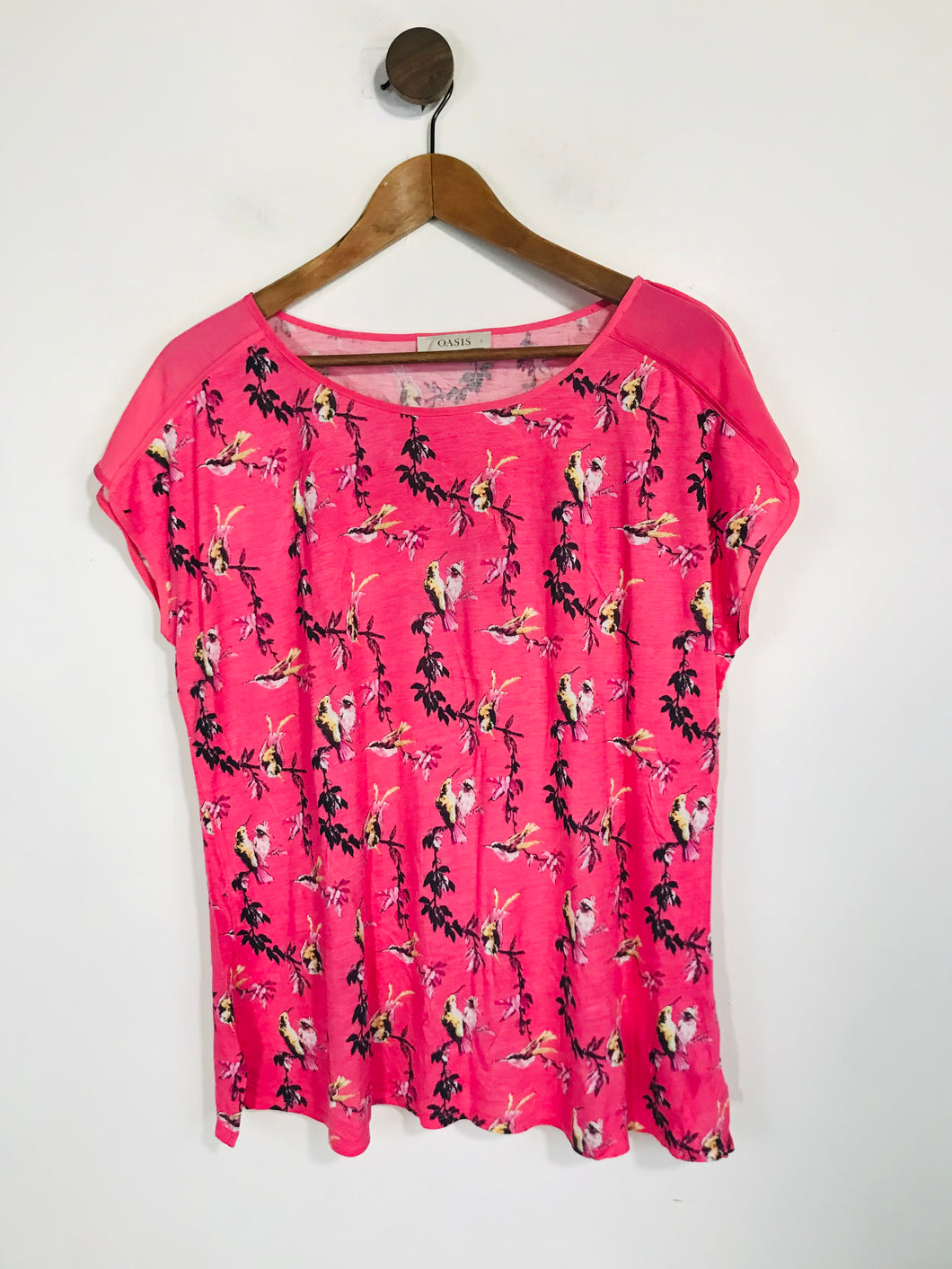 Oasis Women's Floral T-Shirt | L UK14 | Pink