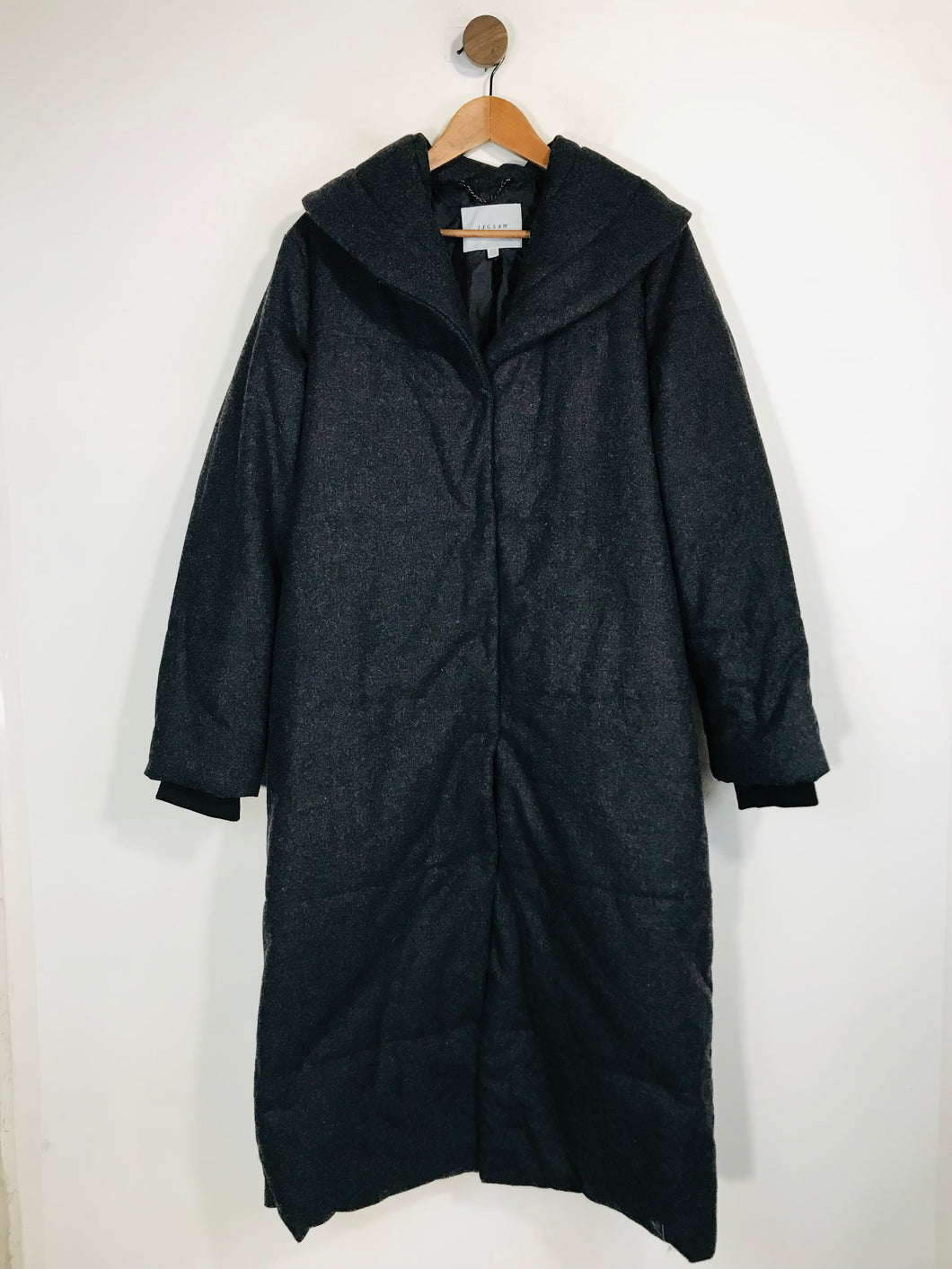 Jigsaw Women's Wool Long Puffer Overcoat Coat | UK14 | Grey