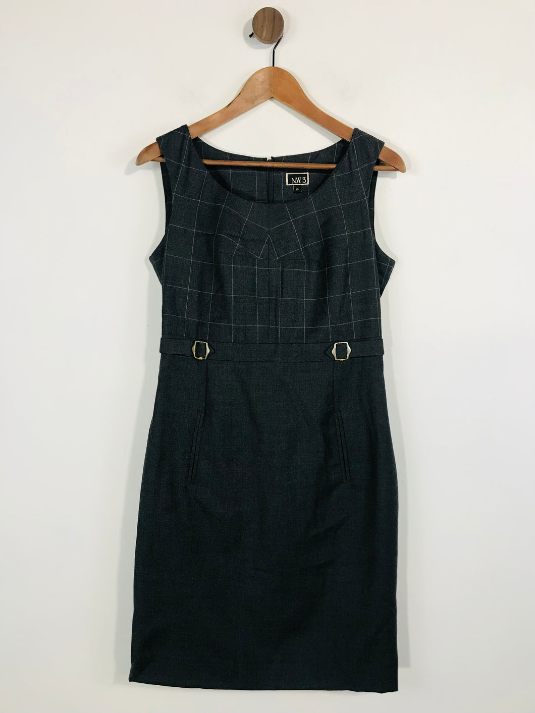 NW3 Hobbs Women's Check Sleeveless Pinafore Dress | UK10 | Grey