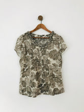 Load image into Gallery viewer, Phase Eight Women&#39;s Floral Pleated Blouse | UK16 | Grey
