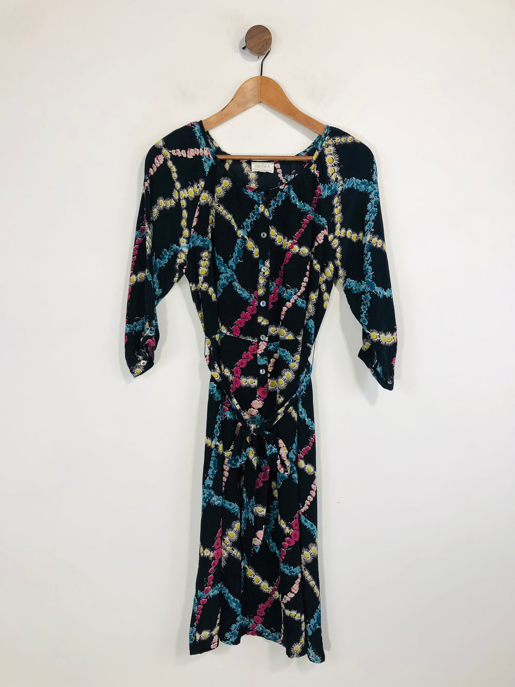 Brora Women's Silk Floral Shirt Dress | UK8 | Black