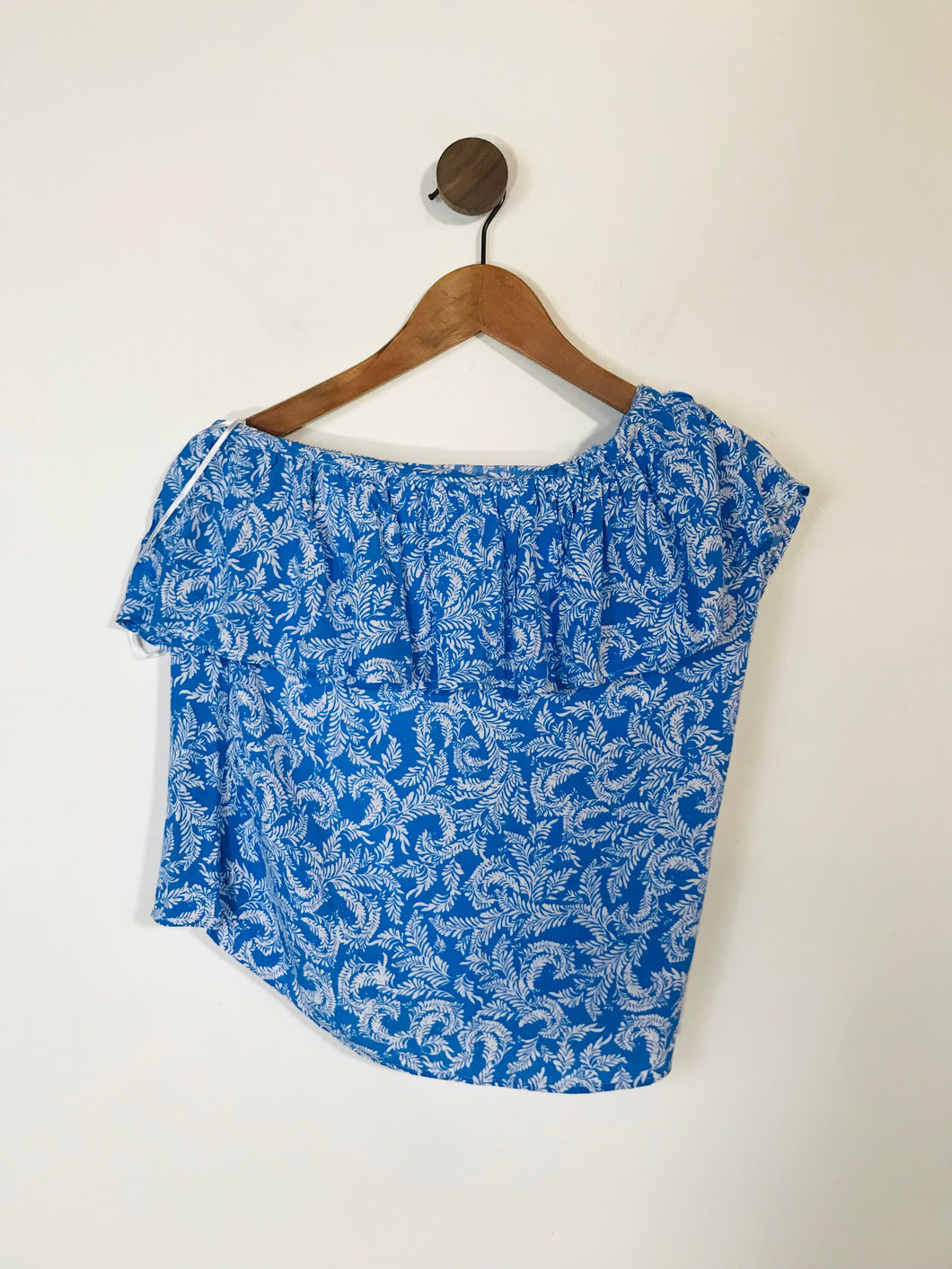 Mint Velvet Women's Boho Leaf Pattern Blouse | UK8 | Blue
