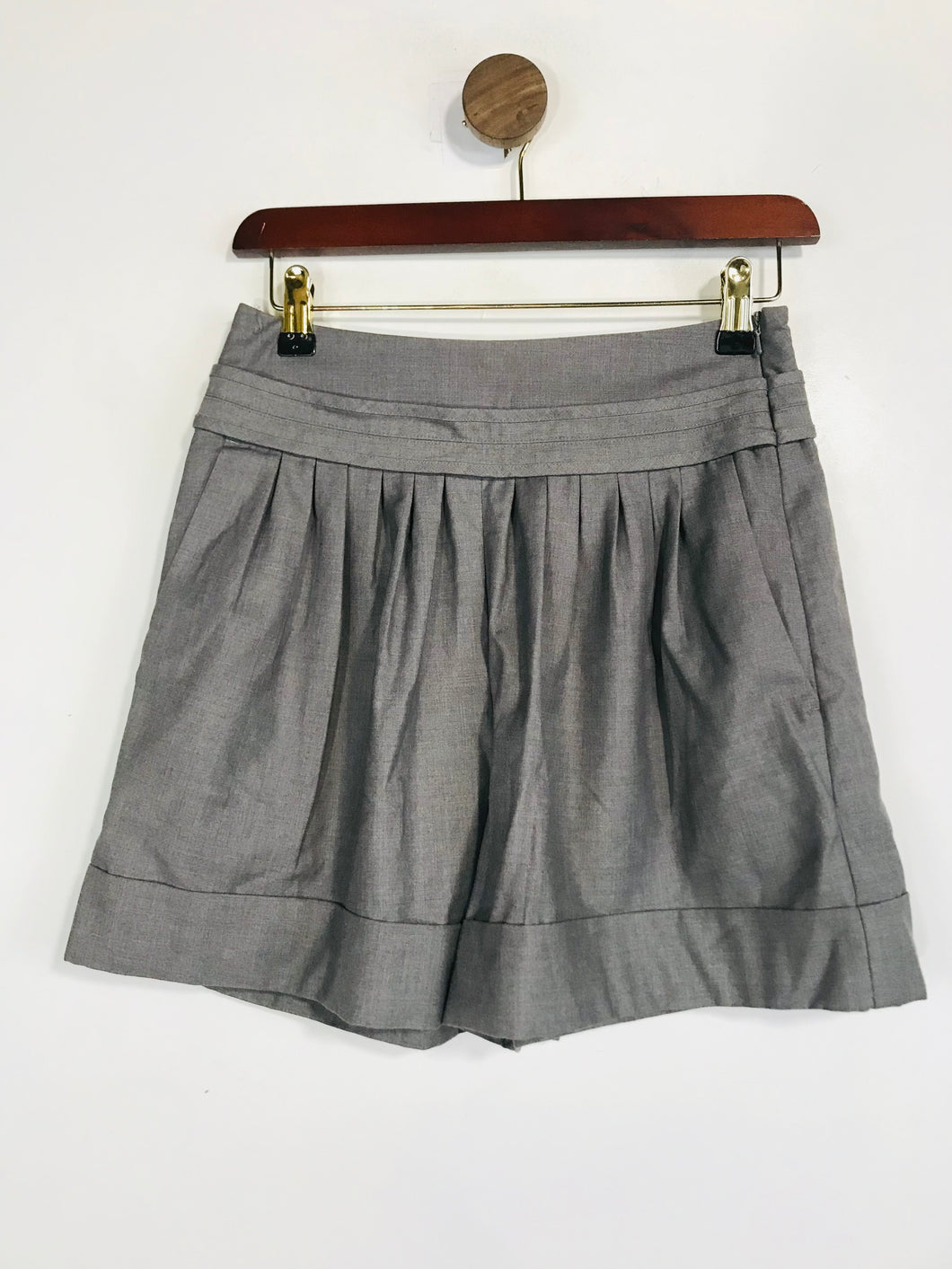 Warehouse Women's Pleated Hot Pants Shorts | UK8 | Grey