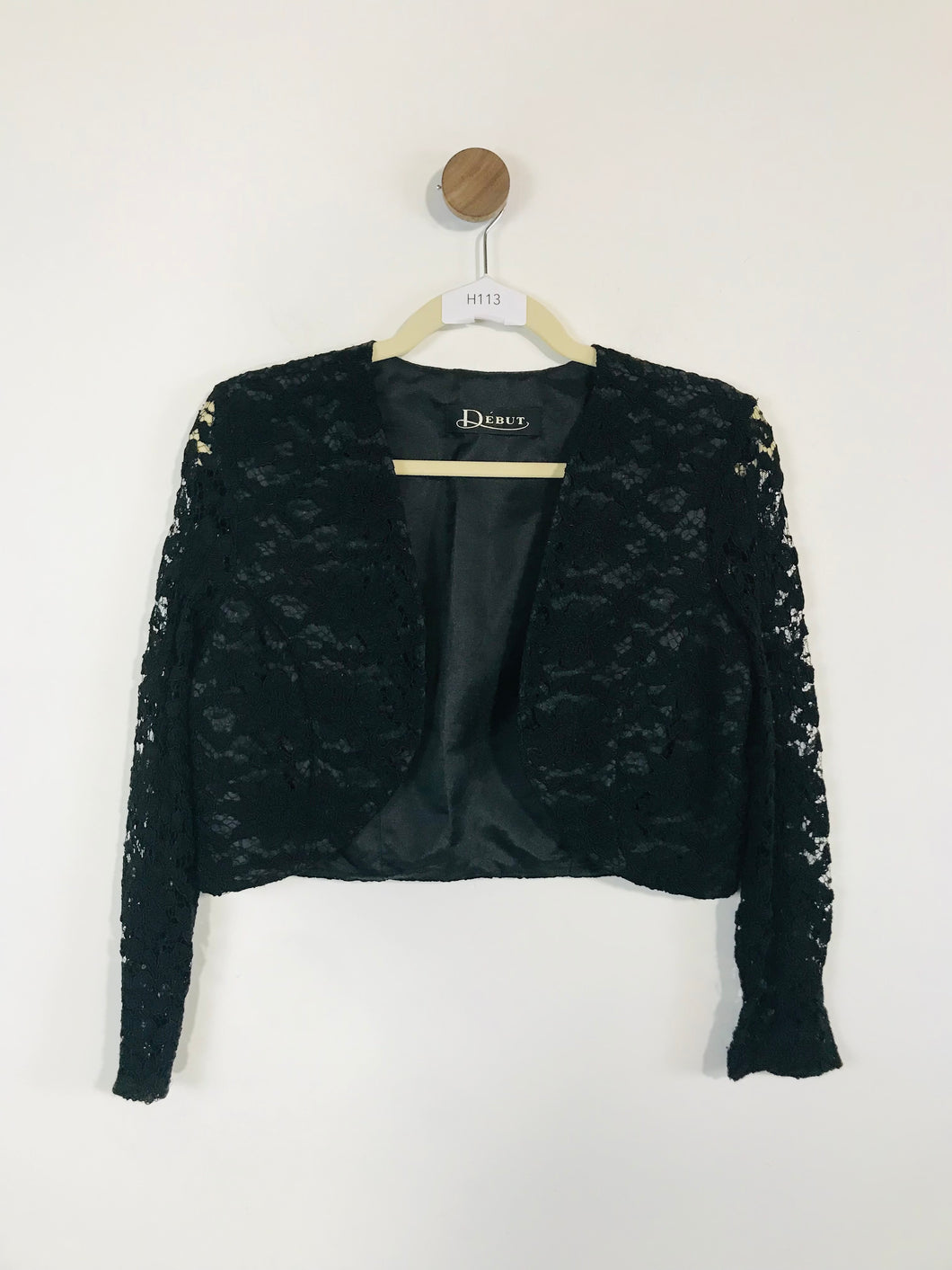 Debut Women's Floral Lace Mesh Blazer Jacket | UK8 | Black