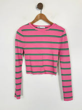 Load image into Gallery viewer, Zara Women&#39;s Striped Crop T-Shirt | M UK10-12 | Pink
